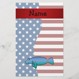Personalised name Patriotic manatee Stationery