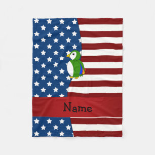 Personalised name Patriotic parrot Fleece Blanket