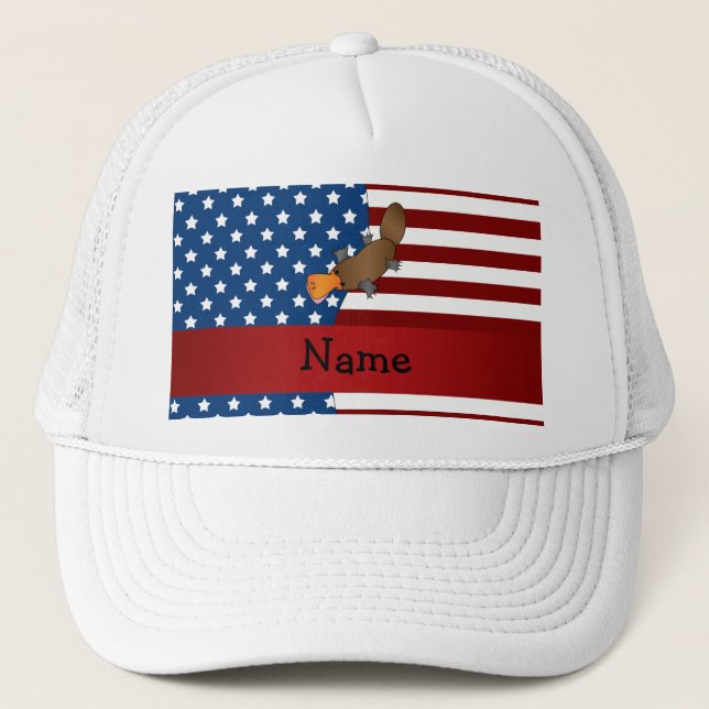 Personalised name Patriotic platypus Trucker Hat (Front)
