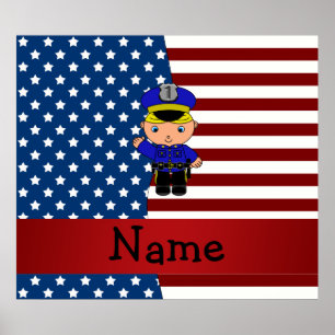 Personalised name Patriotic policeman Poster