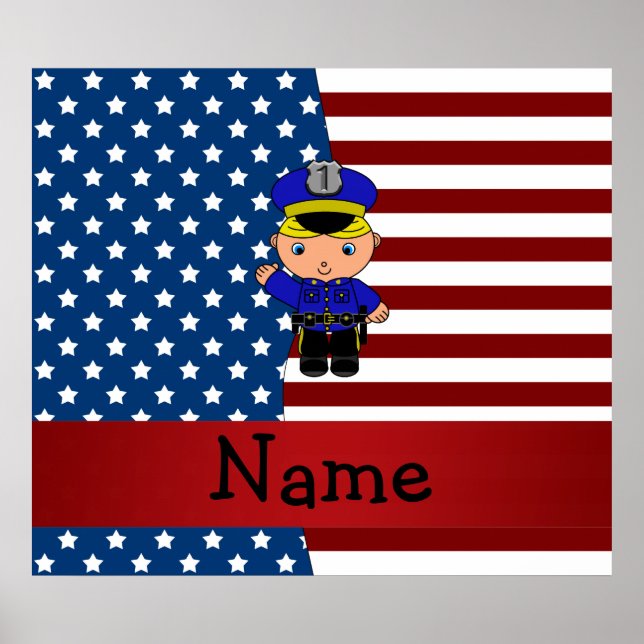 Personalised name Patriotic policeman Poster (Front)