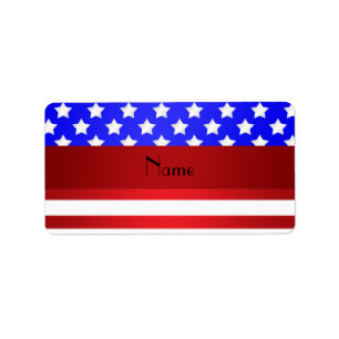 Personalised name patriotic stripes label