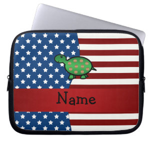 Personalised name Patriotic turtle Laptop Sleeve
