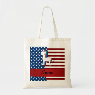 Personalised name Patriotic unicorn Tote Bag