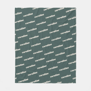 Personalised Name Pattern Retro Font Sage Green Fleece Blanket