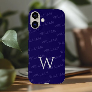 Personalised name patterned, Simple Monogram iPhone 16 Plus Case