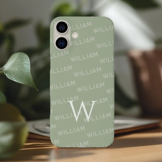 Personalised name patterned, Simple Monogram Case-Mate iPhone Case (Creator Uploaded)