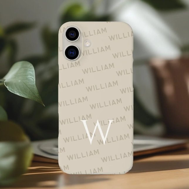 Personalised name patterned, Simple Monogram Case-Mate iPhone Case (Creator Uploaded)