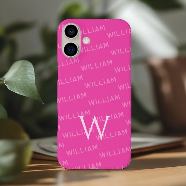 Personalised name patterned, Simple Monogram iPhone Case (Creator Uploaded)
