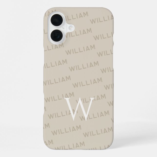 Personalised name patterned, Simple Monogram iPhone Case (Back)