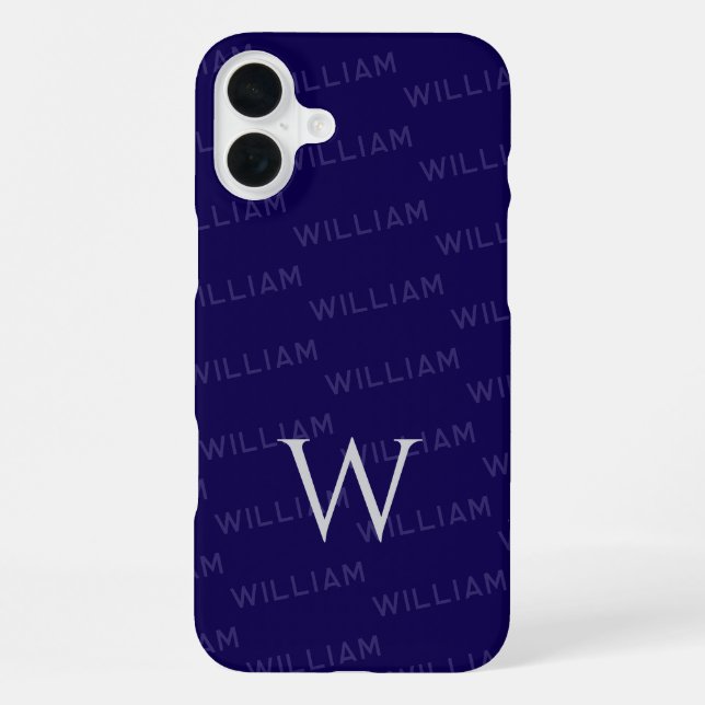 Personalised name patterned, Simple Monogram iPhone Case (Back)