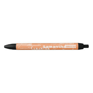 Personalised Name Peach Black Ink Pen