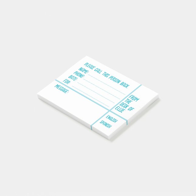 Personalised Name Phone Message Office Post-it Notes (Angled)