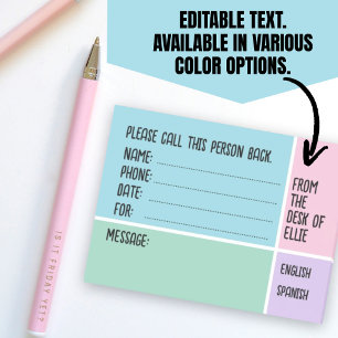 Personalised Name Phone Message Office Post-it Notes