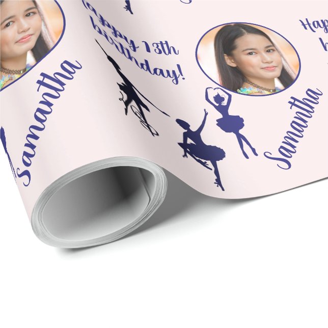 Personalised Name Photo Age Ballet Birthday Wrapping Paper (Roll Corner)