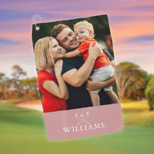 Personalised Name Photo Dusty Rose Pink Golf Towel