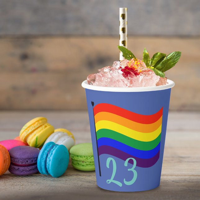 Personalised Name & Photo Rainbow Gay Birthday Paper Cups (Creator Uploaded)