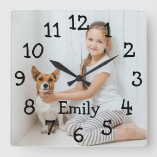 Personalised Name Photo Simple Modern  Square Wall Clock