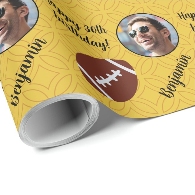 Personalised Name Photo Sport Football Birthday Wrapping Paper (Roll Corner)