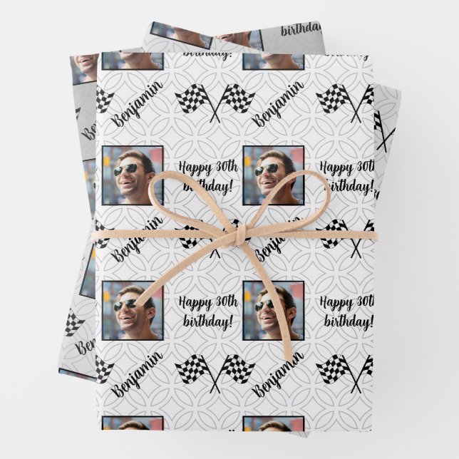 Personalised Name Photo Sport Formula 1 Birthday Wrapping Paper Sheet (In situ)