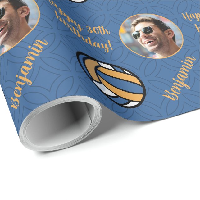 Personalised Name Photo Sport Volleyball Birthday Wrapping Paper (Roll Corner)