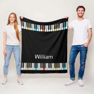 Personalised Name Pianist Piano Keys  Fleece Blanket