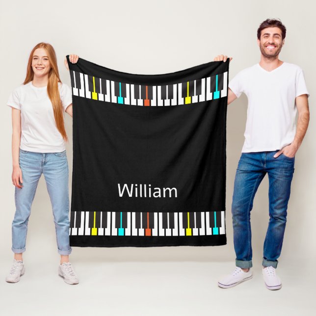 Personalised Name Pianist Piano Keys  Fleece Blanket (In Situ)