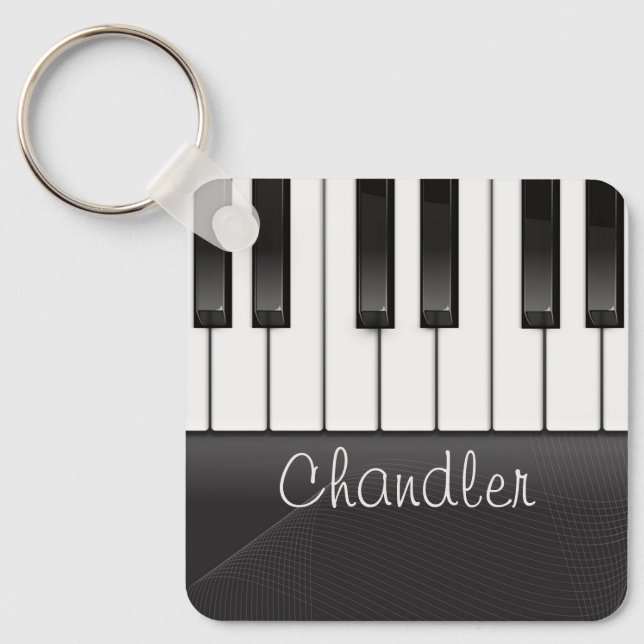 Personalised NAME Pianist Piano Keys Music Teacher Key Ring (Front)