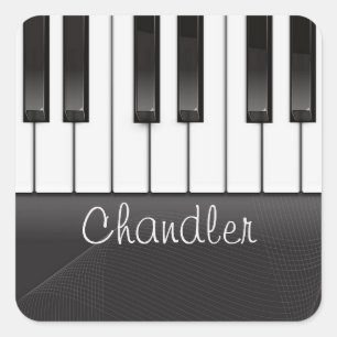 Personalised NAME Pianist Piano Keys Music Teacher Square Sticker
