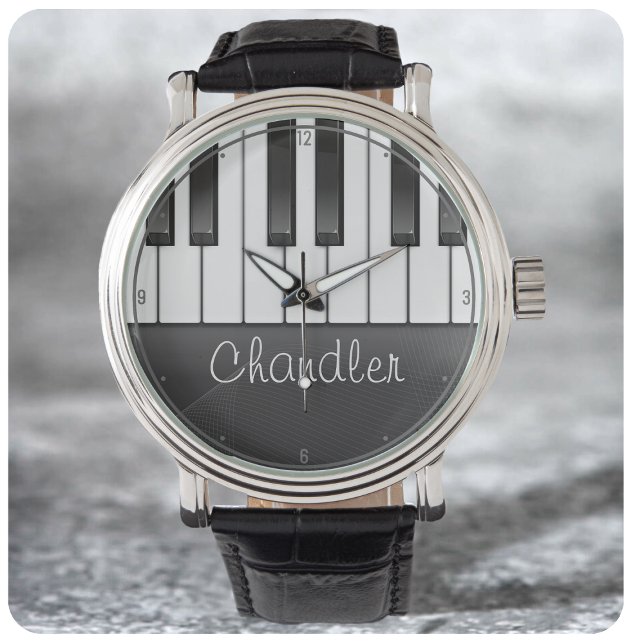 Personalised NAME Pianist Piano Keys Music Teacher Watch (Creator Uploaded)