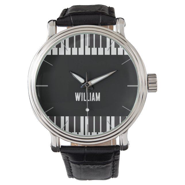 Personalised Name Piano Keyboard Musician's Watch (Front)