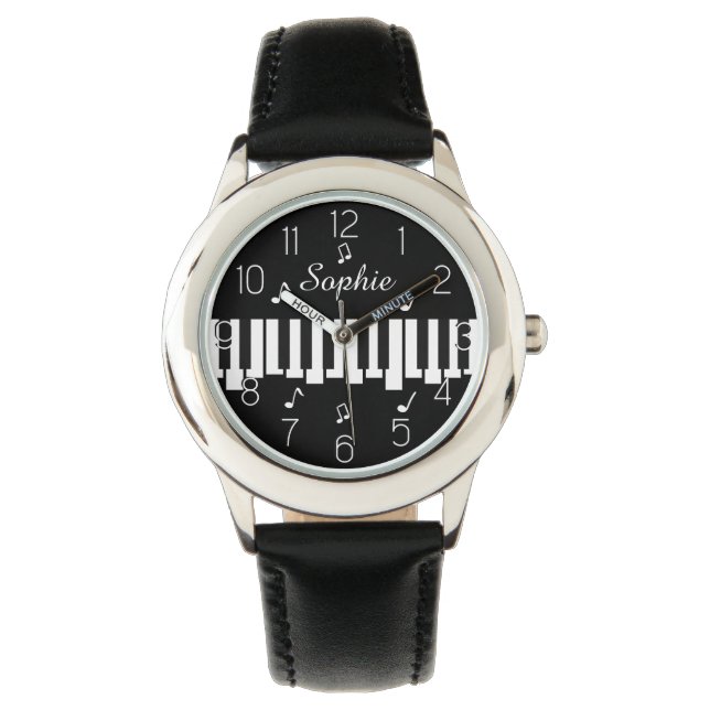Personalised Name Piano Keyboard Musician's Watch (Front)
