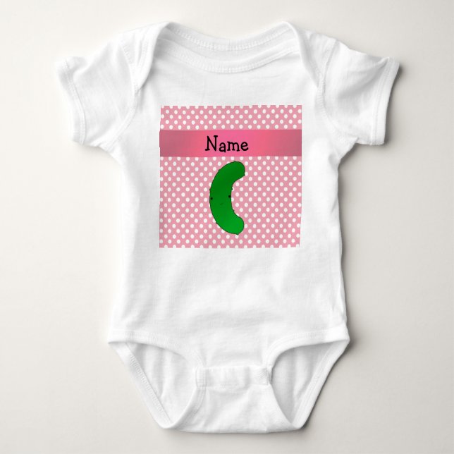Personalised name pickle pink polka dots baby bodysuit (Front)