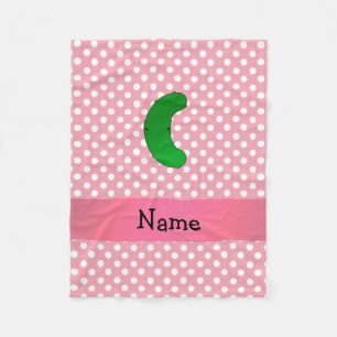 Personalised name pickle pink polka dots fleece blanket