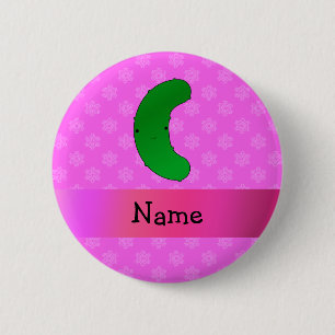 Personalised name pickle pink snowflakes 6 cm round badge
