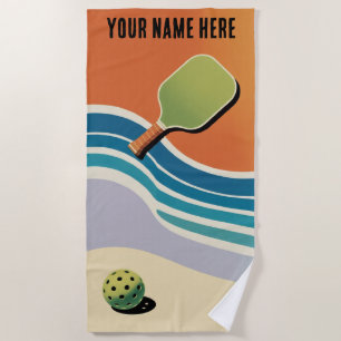 Personalised Name Pickleball Coastal Paddle Beach Towel