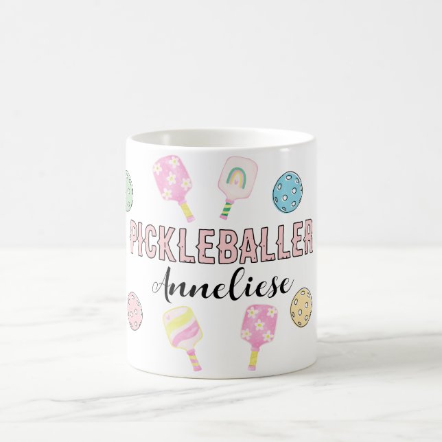 Personalised Name Pickleballer pickleball paddle Coffee Mug (Center)