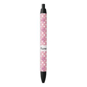 Personalised name pig with cupcake polka dots black ink pen