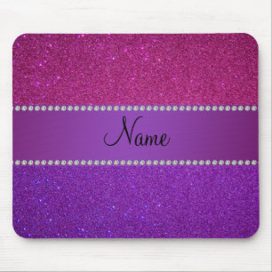 Personalised name pink and purple glitter mouse pad