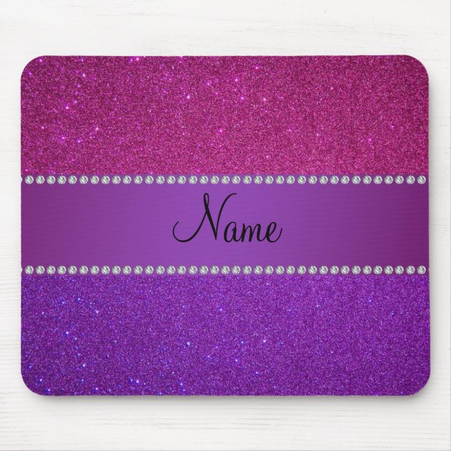 Personalised name pink and purple glitter mouse pad (Front)