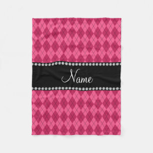 Personalised name Pink argyle Fleece Blanket