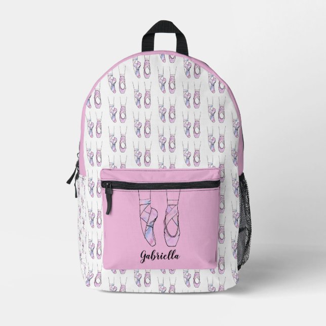 Personalised Name Pink Ballet Printed Backpack (Front)