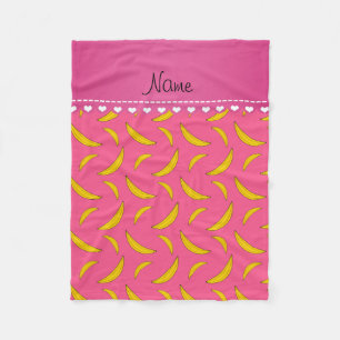 Personalised name pink bananas fleece blanket