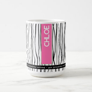 Personalised Name Pink & Black Modern    Coffee Mug