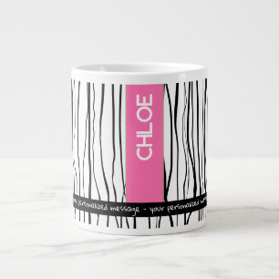 Personalised Name Pink & Black Modern Large Coffee Mug
