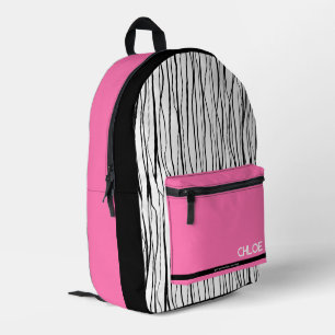 Personalised Name Pink & Black Modern Printed Backpack