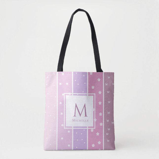 Personalised Name Pink bling cute tote bags (Front)