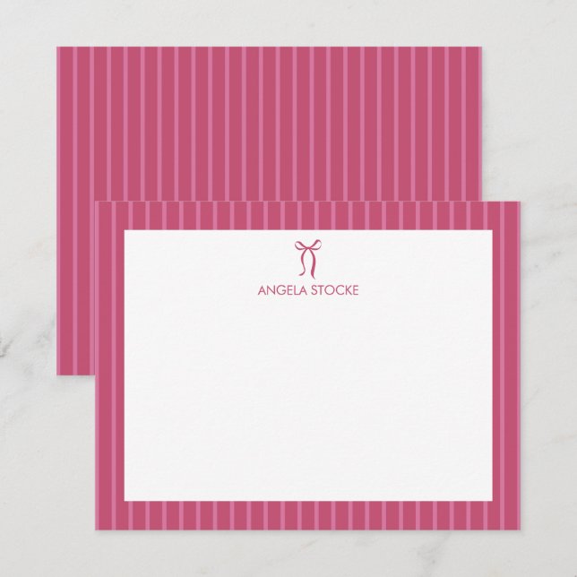 Personalised Name Pink Bow Card (Front/Back)