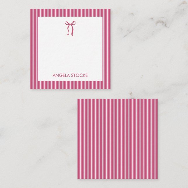 Personalised Name Pink Bow Card (Front/Back)