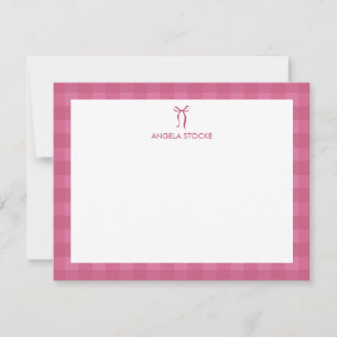 Personalised Name Pink Bow Note Card